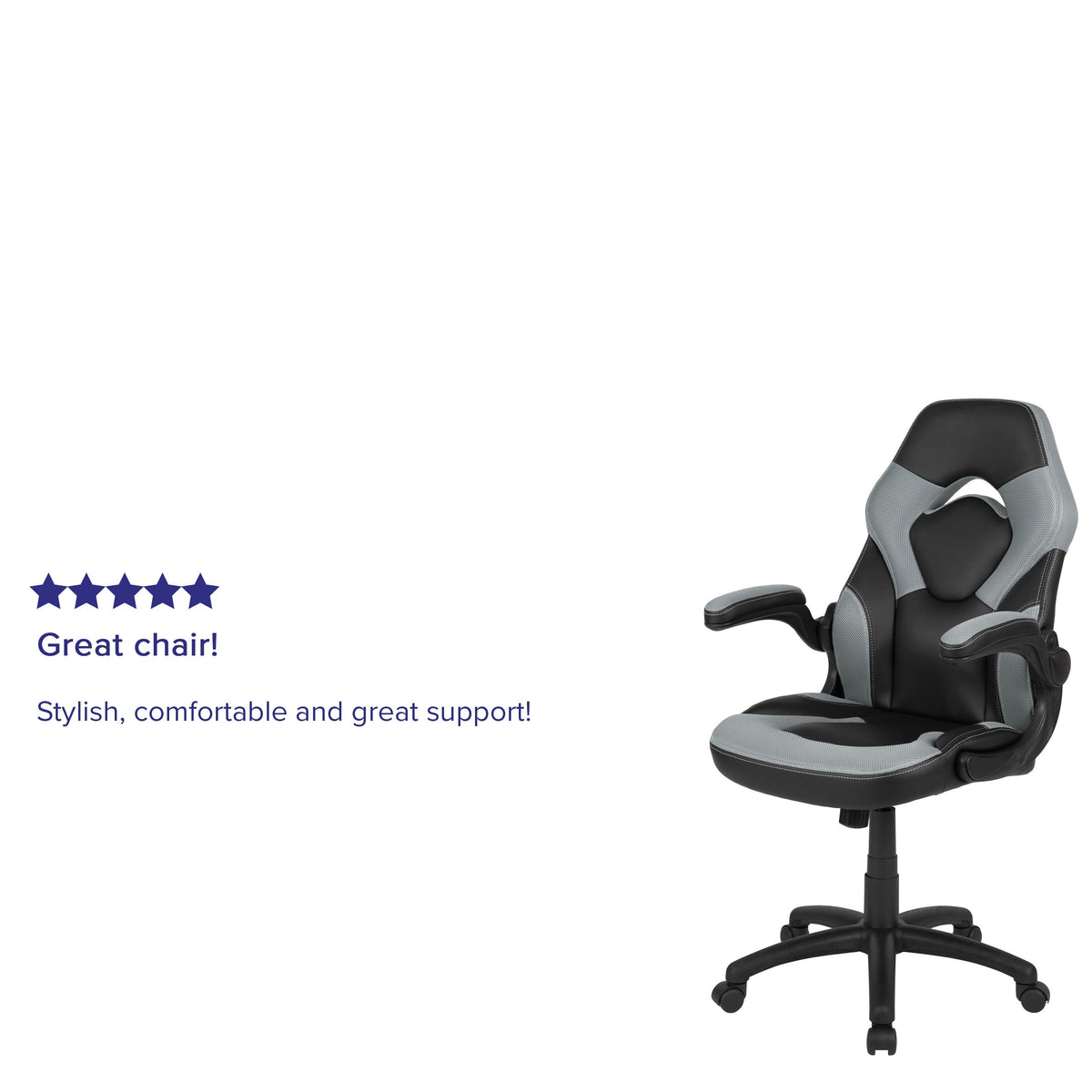 Gray |#| High Back Gray/Black Racing Style Ergonomic Gaming Chair with Flip-Up Arms