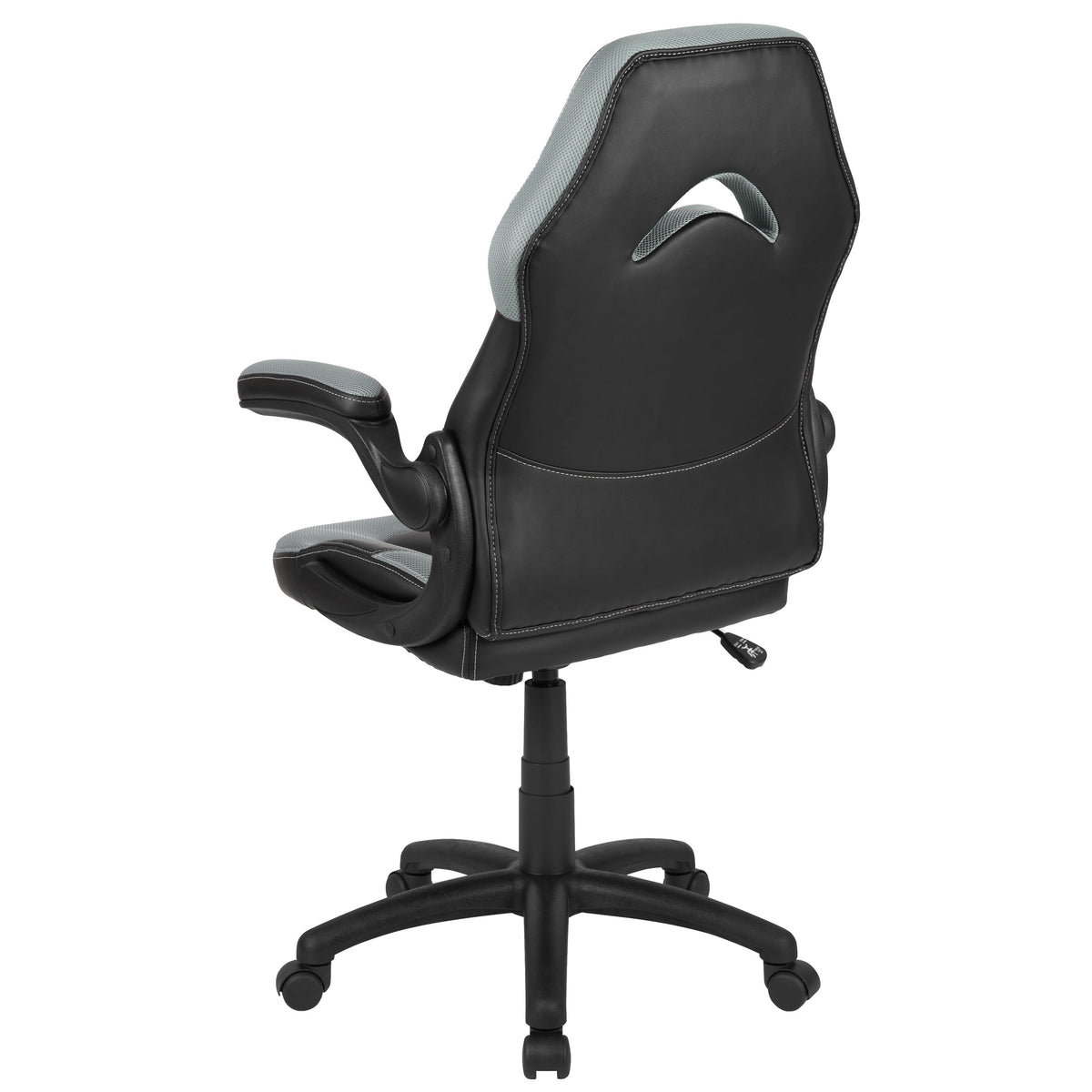 Gray |#| High Back Gray/Black Racing Style Ergonomic Gaming Chair with Flip-Up Arms