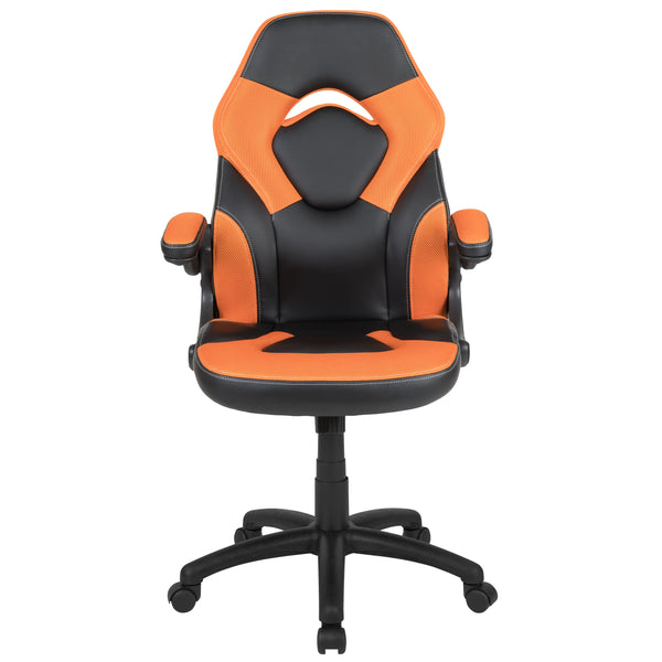 Orange |#| High Back Orange/Black Racing Style Ergonomic Gaming Chair with Flip-Up Arms