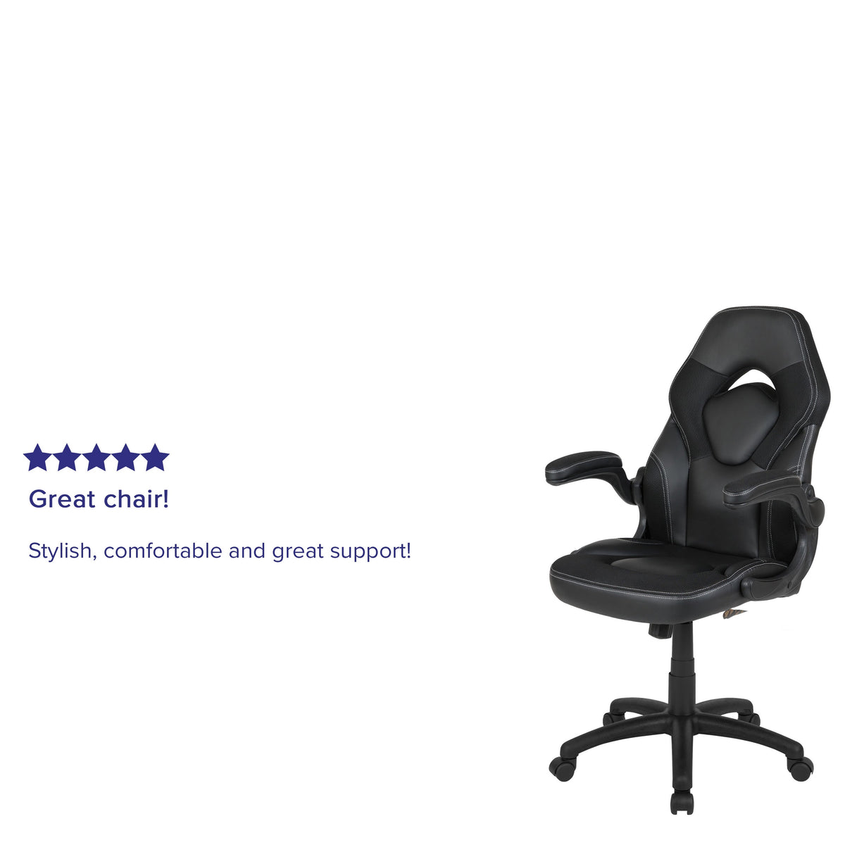 Black |#| High Back Black Racing Style Ergonomic Gaming Chair with Flip-Up Arms