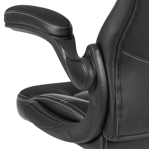 Black |#| High Back Black Racing Style Ergonomic Gaming Chair with Flip-Up Arms