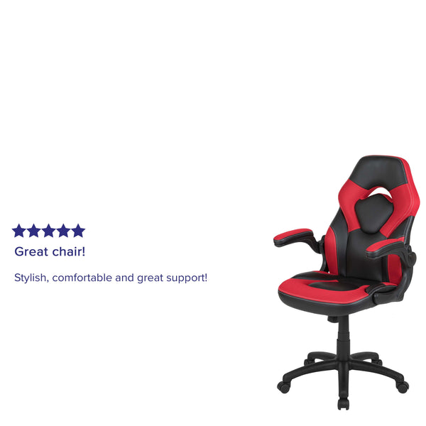 Red |#| High Back Red/Black Racing Style Ergonomic Gaming Chair with Flip-Up Arms