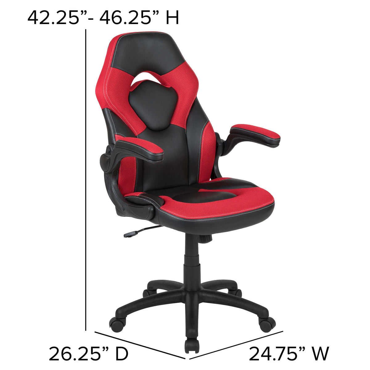 Red |#| High Back Red/Black Racing Style Ergonomic Gaming Chair with Flip-Up Arms