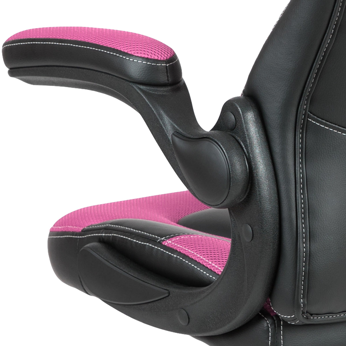 Pink |#| High Back Pink/Black Racing Style Ergonomic Gaming Chair with Flip-Up Arms