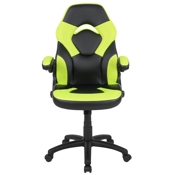 Neon Green |#| High Back Neon Green/Black Racing Style Ergonomic Gaming Chair with Flip-Up Arms