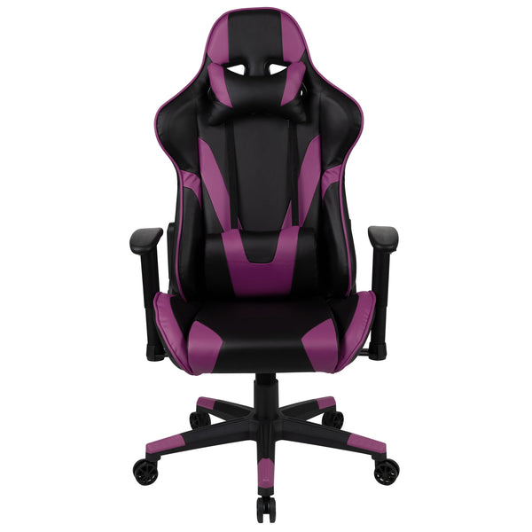 Purple |#| Racing Gaming Ergonomic Chair with Fully Reclining Back in Purple LeatherSoft