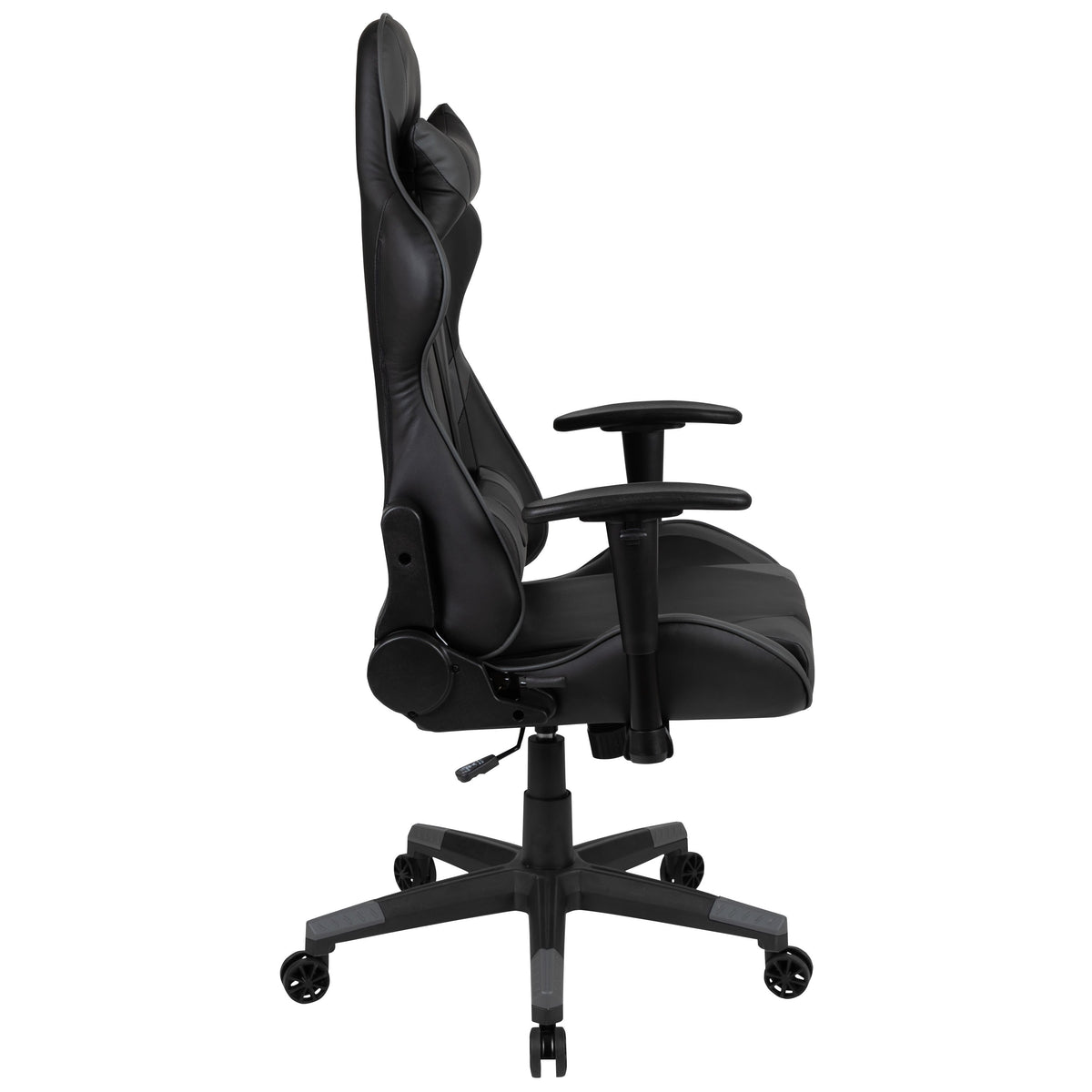 Gray |#| Racing Gaming Ergonomic Chair with Fully Reclining Back in Gray LeatherSoft