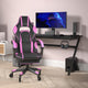 Black with Purple Trim |#| Office Gaming Chair with Skater Wheels & Reclining Arms - Purple LeatherSoft