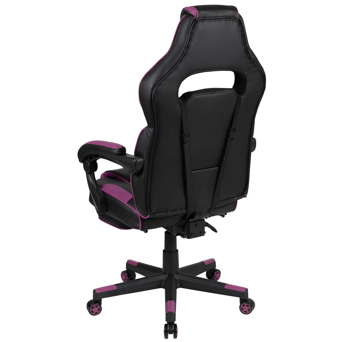 Black with Purple Trim |#| Black/Purple Ergonomic Gaming Chair-Recline Back/Arms-Footrest-Massaging Lumbar