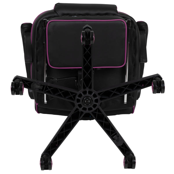 Black with Purple Trim |#| Black/Purple Ergonomic Gaming Chair-Recline Back/Arms-Footrest-Massaging Lumbar