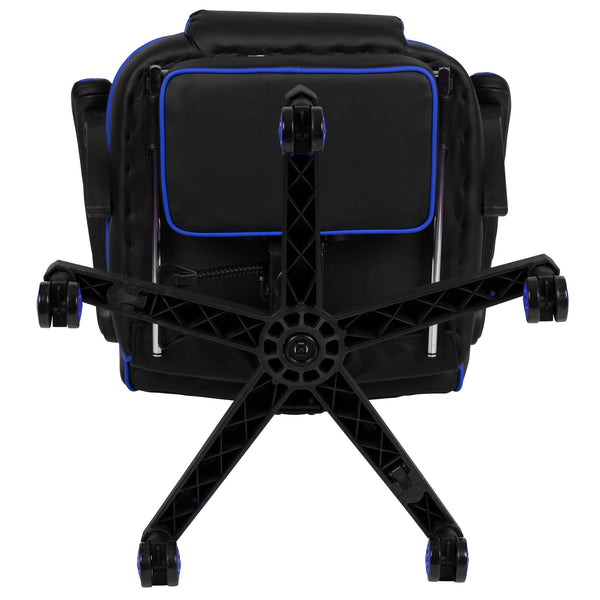 Black with Blue Trim |#| Black/Blue Ergonomic Gaming Chair -Recline Back/Arms, Footrest, Massaging Lumbar