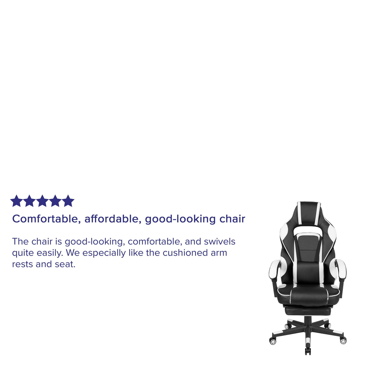 Black with White Trim |#| White Ergonomic Gaming Chair - Reclining Back/Arms, Footrest, Massaging Lumbar