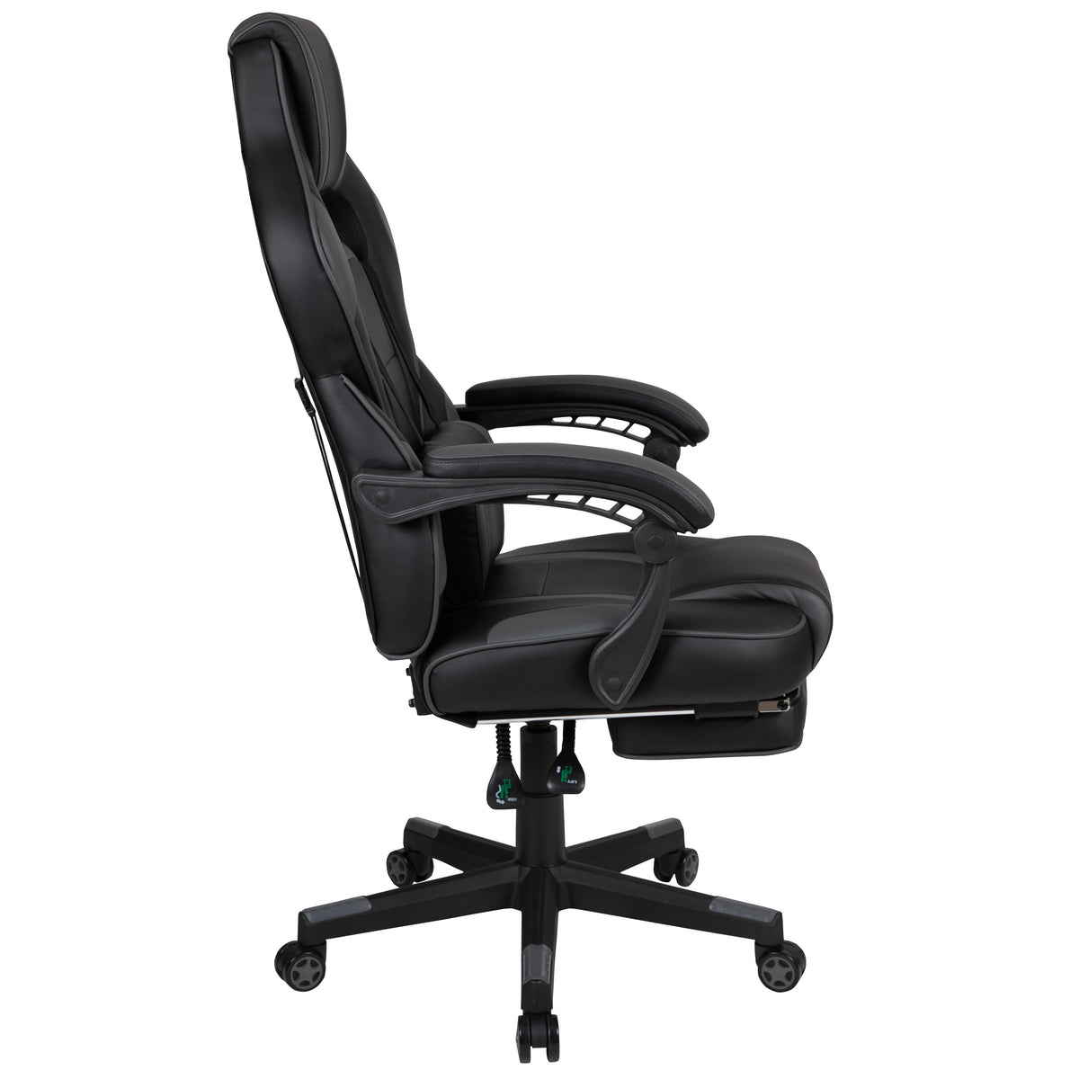 Black with Gray Trim |#| Black/Gray Ergonomic Gaming Chair -Recline Back/Arms, Footrest, Massaging Lumbar