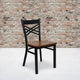 Cherry Wood Seat/Black Metal Frame |#| Black inchXinch Back Metal Restaurant Chair - Cherry Wood Seat