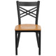 Natural Wood Seat/Black Metal Frame |#| Black inchXinch Back Metal Restaurant Chair - Natural Wood Seat