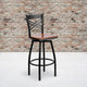 Cherry Wood Seat/Black Metal Frame |#| Black inchXinch Back Swivel Metal Barstool - Cherry Wood Seat