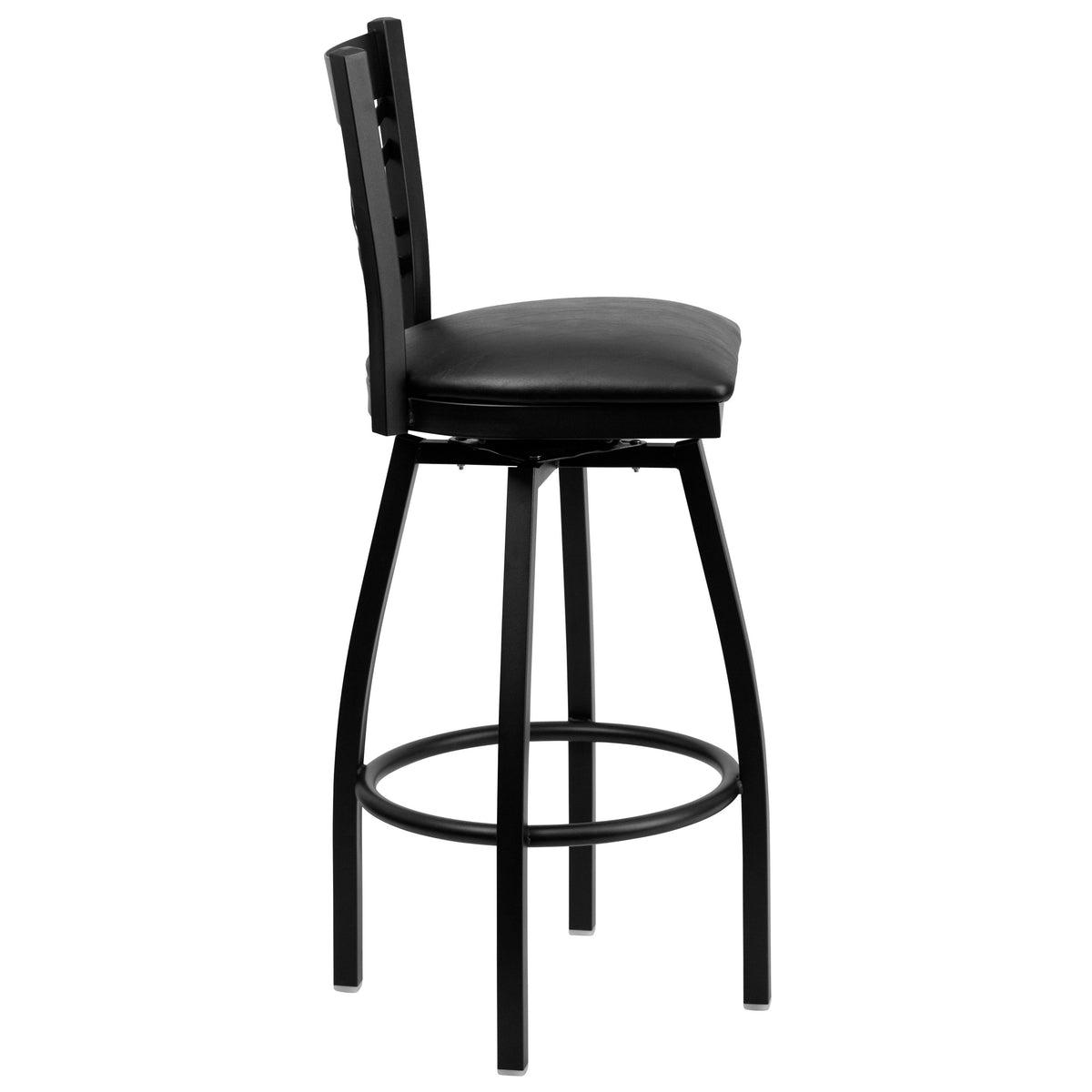 Black Vinyl Seat/Black Metal Frame |#| Black inchXinch Back Swivel Metal Barstool - Black Vinyl Seat