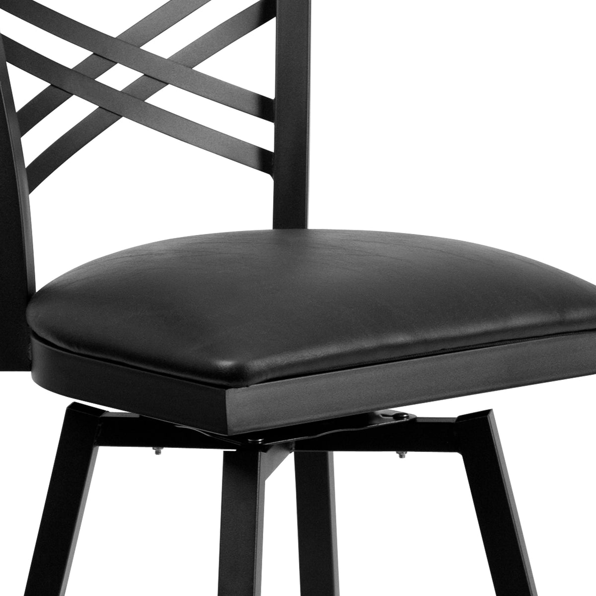 Black Vinyl Seat/Black Metal Frame |#| Black inchXinch Back Swivel Metal Barstool - Black Vinyl Seat