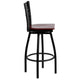 Mahogany Wood Seat/Black Metal Frame |#| Black inchXinch Back Swivel Metal Barstool - Mahogany Wood Seat