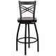 Walnut Wood Seat/Black Metal Frame |#| Black inchXinch Back Swivel Metal Barstool - Walnut Wood Seat