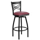 Burgundy Vinyl Seat/Black Metal Frame |#| Black inchXinch Back Swivel Metal Barstool - Burgundy Vinyl Seat