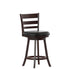 Zerrick Commercial Grade Wood Classic Ladderback Swivel Counter Height Barstool with Padded, Upholstered Seat