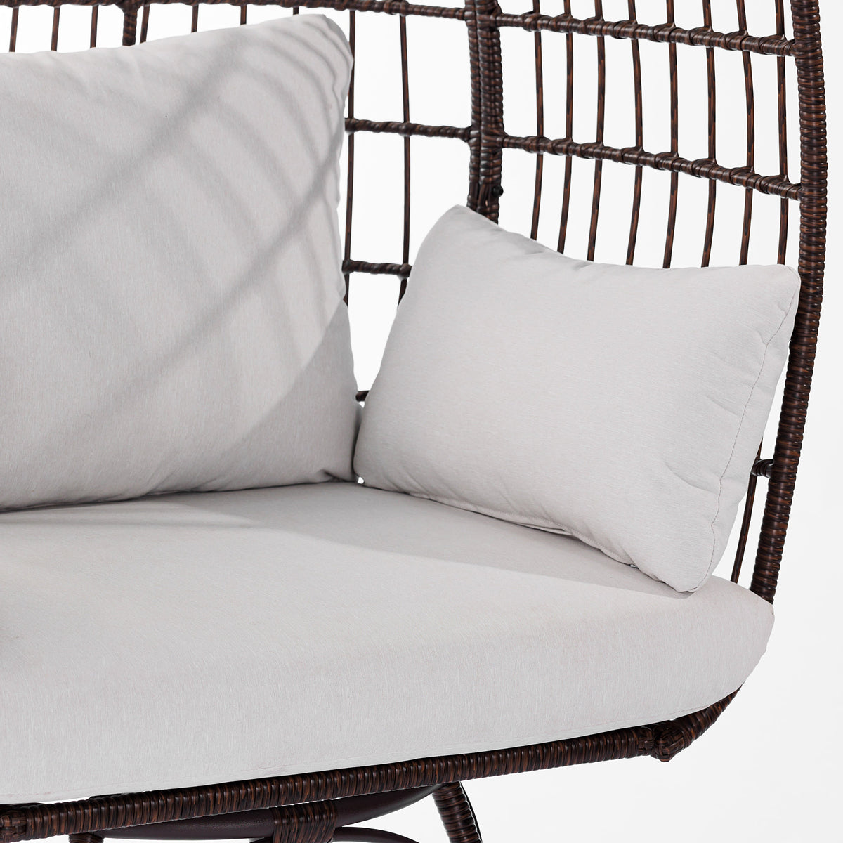 Cream Cushions/Brown Frame |#| Commercial Indoor/Outdoor Wicker Swivel Lounge Chair with 4 Cushions in Brn/Crm