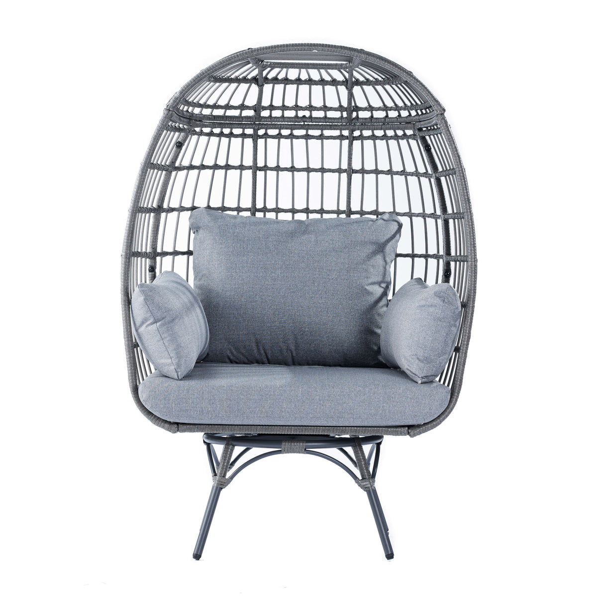 Gray Cushions/Gray Frame |#| Commercial Indoor/Outdoor Wicker Swivel Lounge Chair with 4 Cushions in Gray