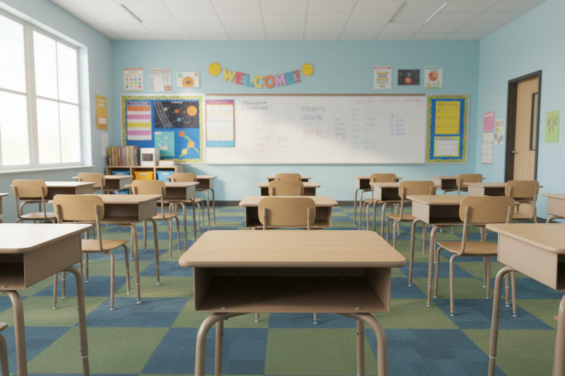 Student Desk - Back of Classroom View
